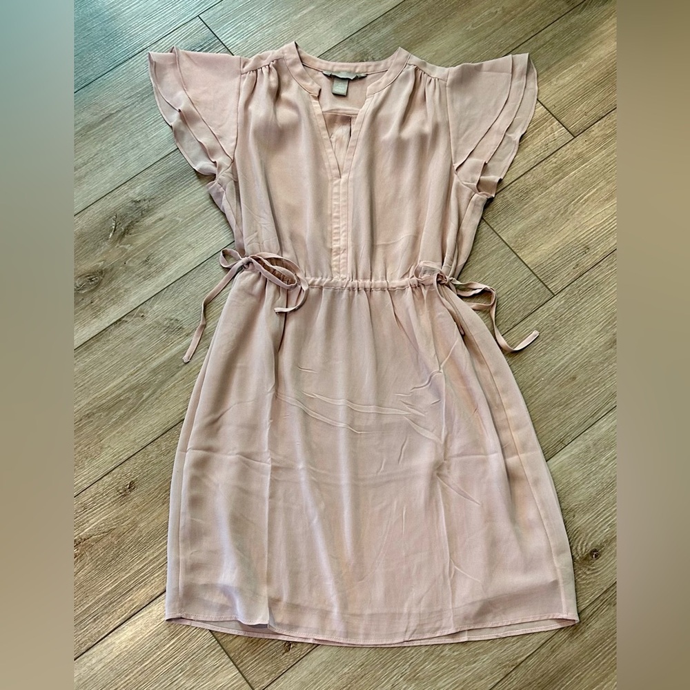 H&M Blush Pink Mini Dress with Flutter Sleeves